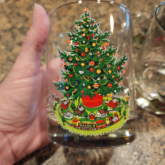 Vintage L.E. Smith Christmas Cheer 14 oz Glasses- Set Of 4 - Picture 5 of 5